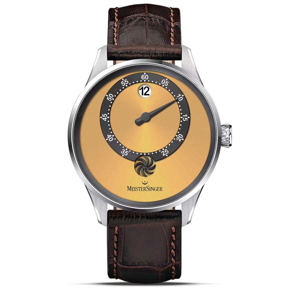 MeisterSinger Panthero Jumping Hour Sunburst Golden Yellow PTJH935