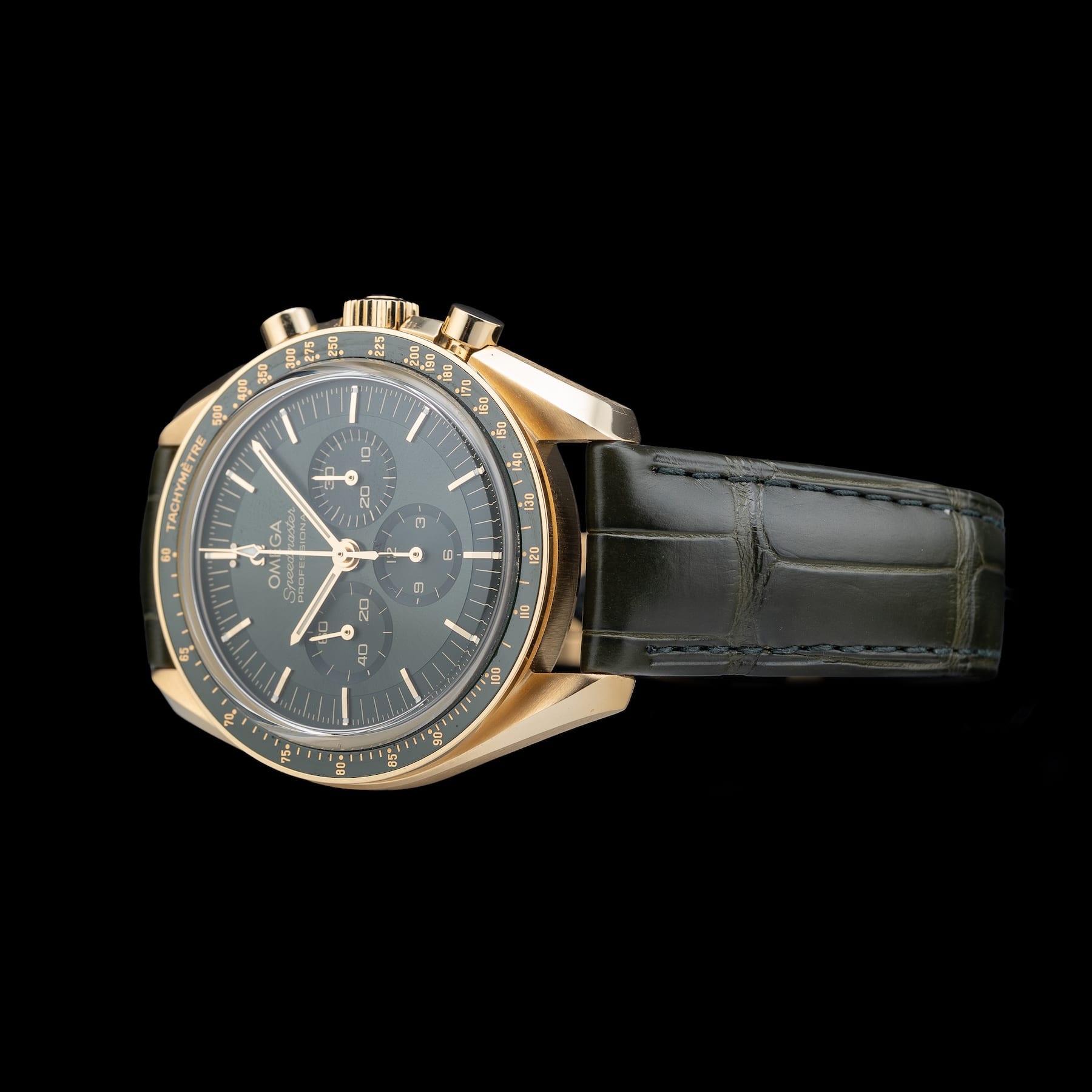 Omega Speedmaster Moonwatch Professional Master Chronometer Moonshine Gold Green Dial 310.63.42.50.10.001