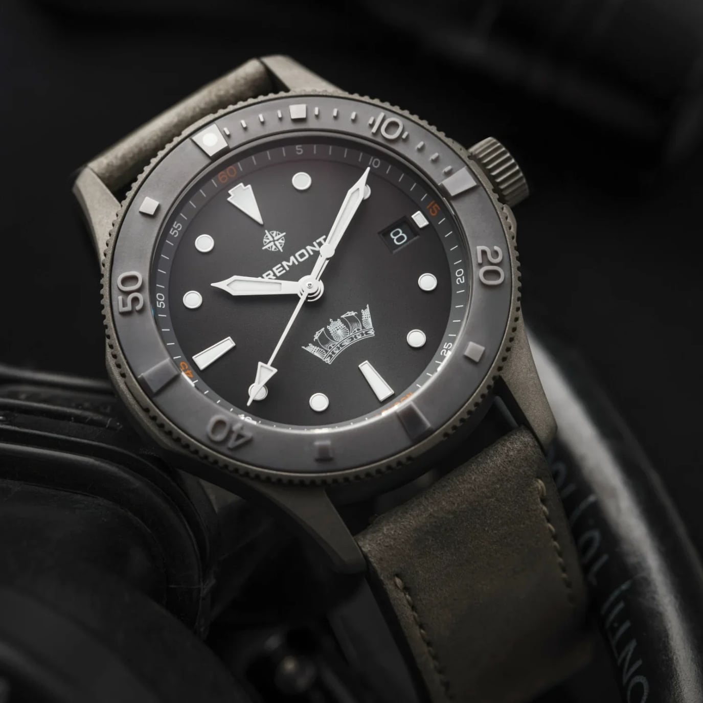 Bremont HMAF Supermarine 300M Grey Stainless Steel on Leather Strap