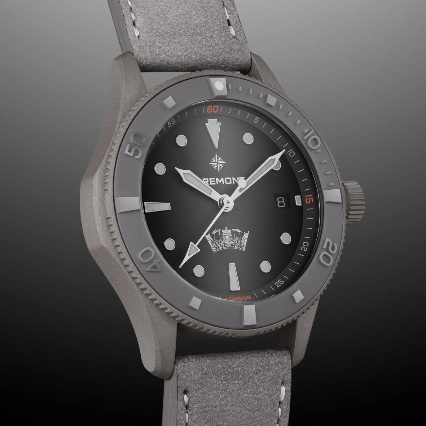 Bremont HMAF Supermarine 300M Grey Stainless Steel on Leather Strap