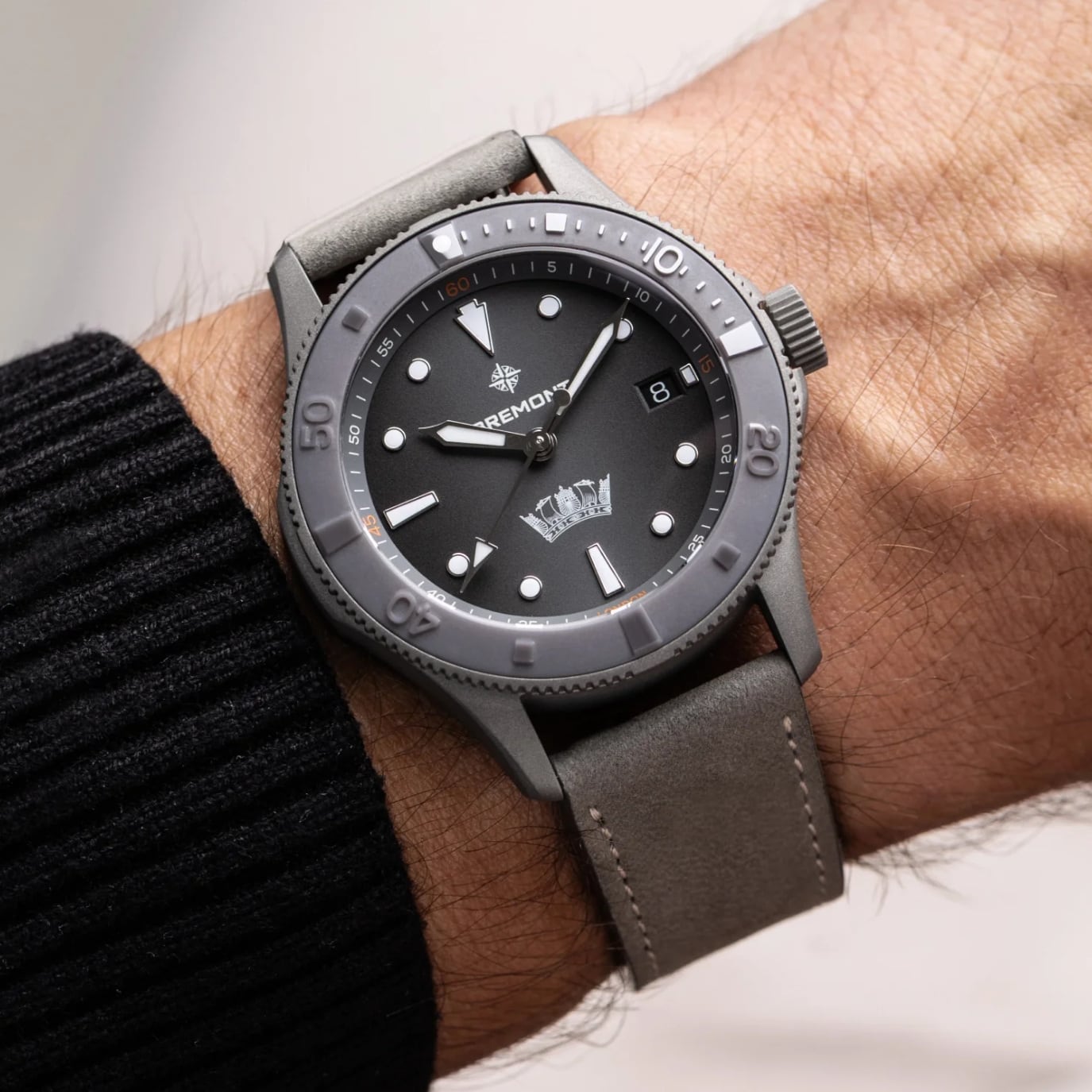 Bremont HMAF Supermarine 300M Grey Stainless Steel on Leather Strap