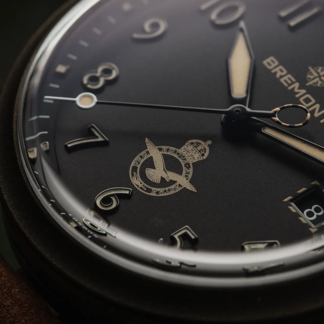 Bremont HMAF Altitude 39mm Date Steel Cerakote Black on Leather Strap