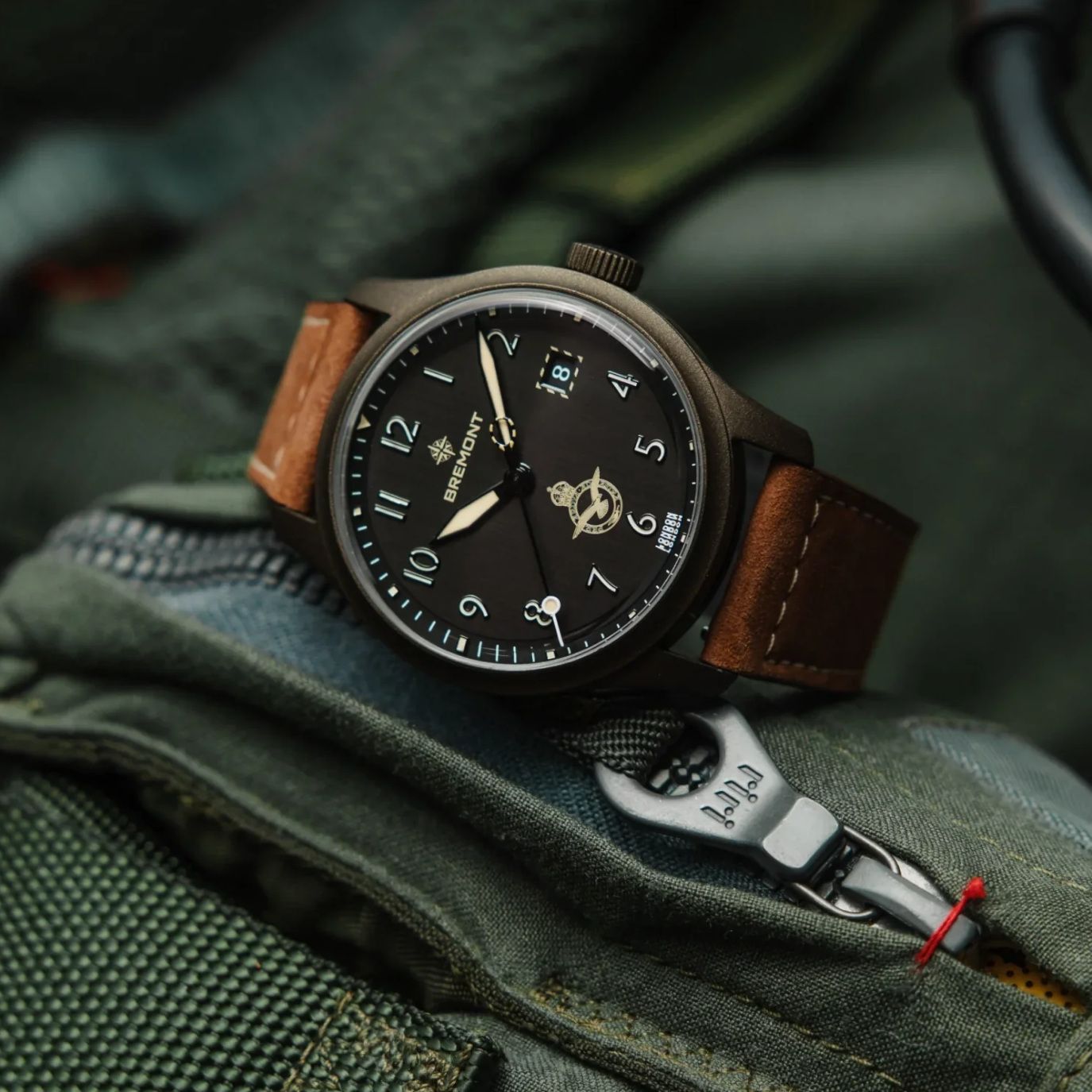 Bremont HMAF Altitude 39mm Date Steel Cerakote Black on Leather Strap