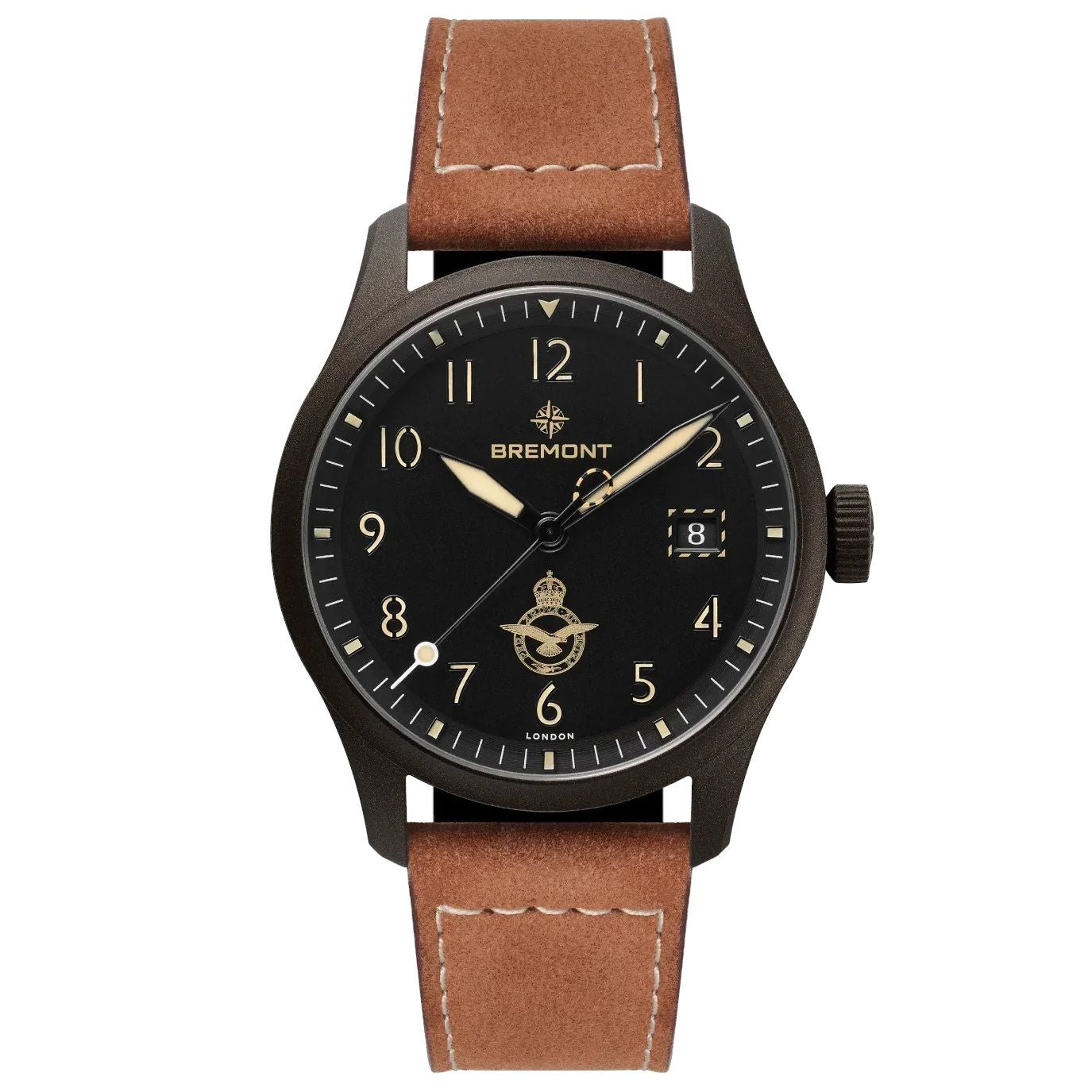 Bremont HMAF Altitude 39mm Date Steel Cerakote Black on Leather Strap