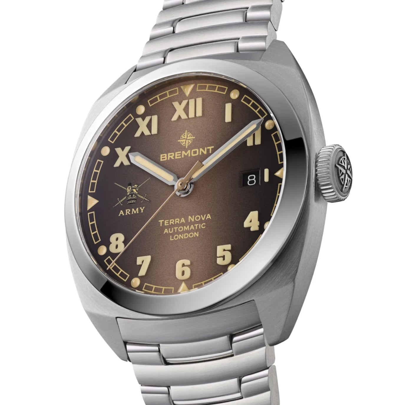 Bremont HMAF Terra Nova 40.5mm Date Stainless Steel Brown Dial on Bracelet