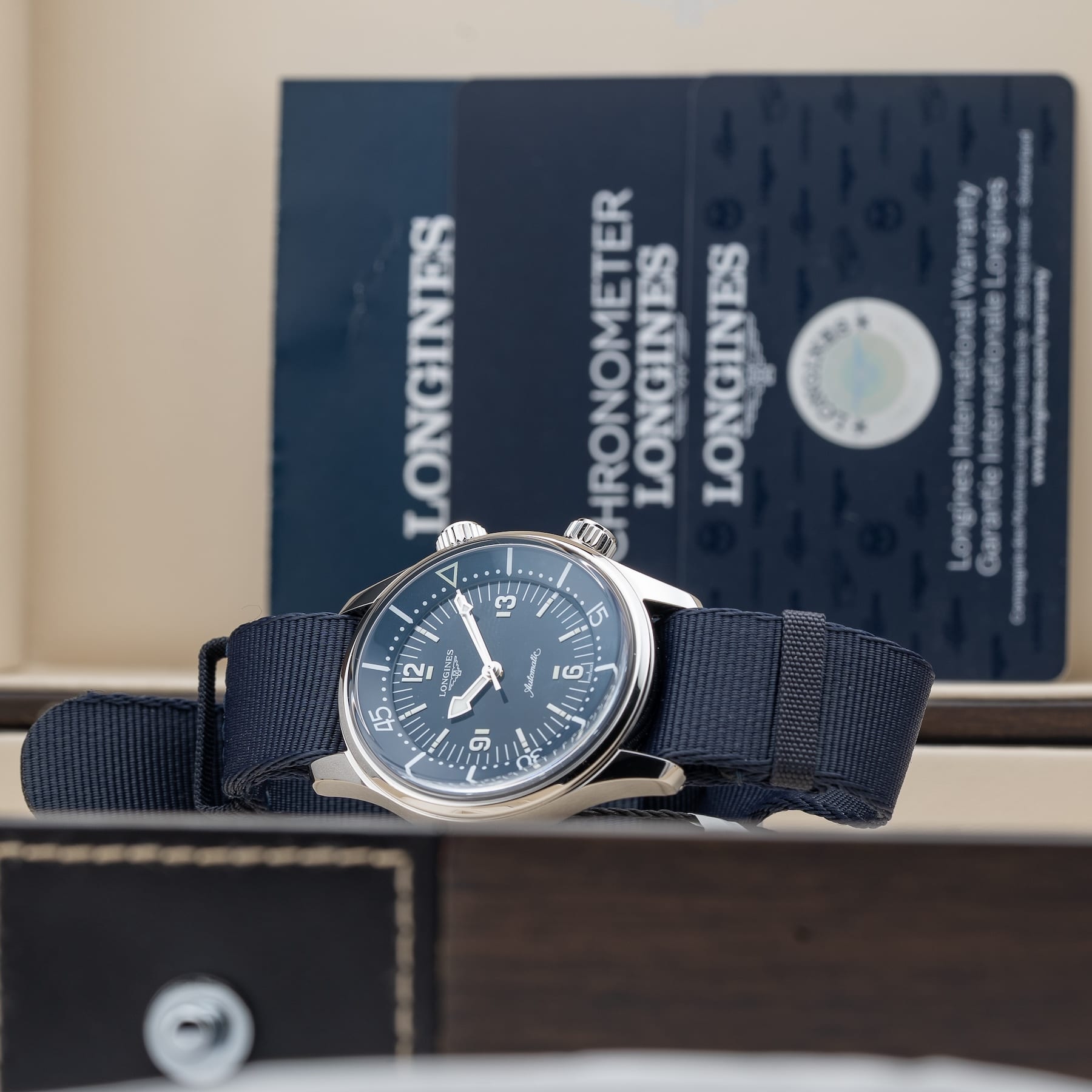 Longines L3.764.4.90.2 Legend Diver 39mm Blue Dial on NATO Strap