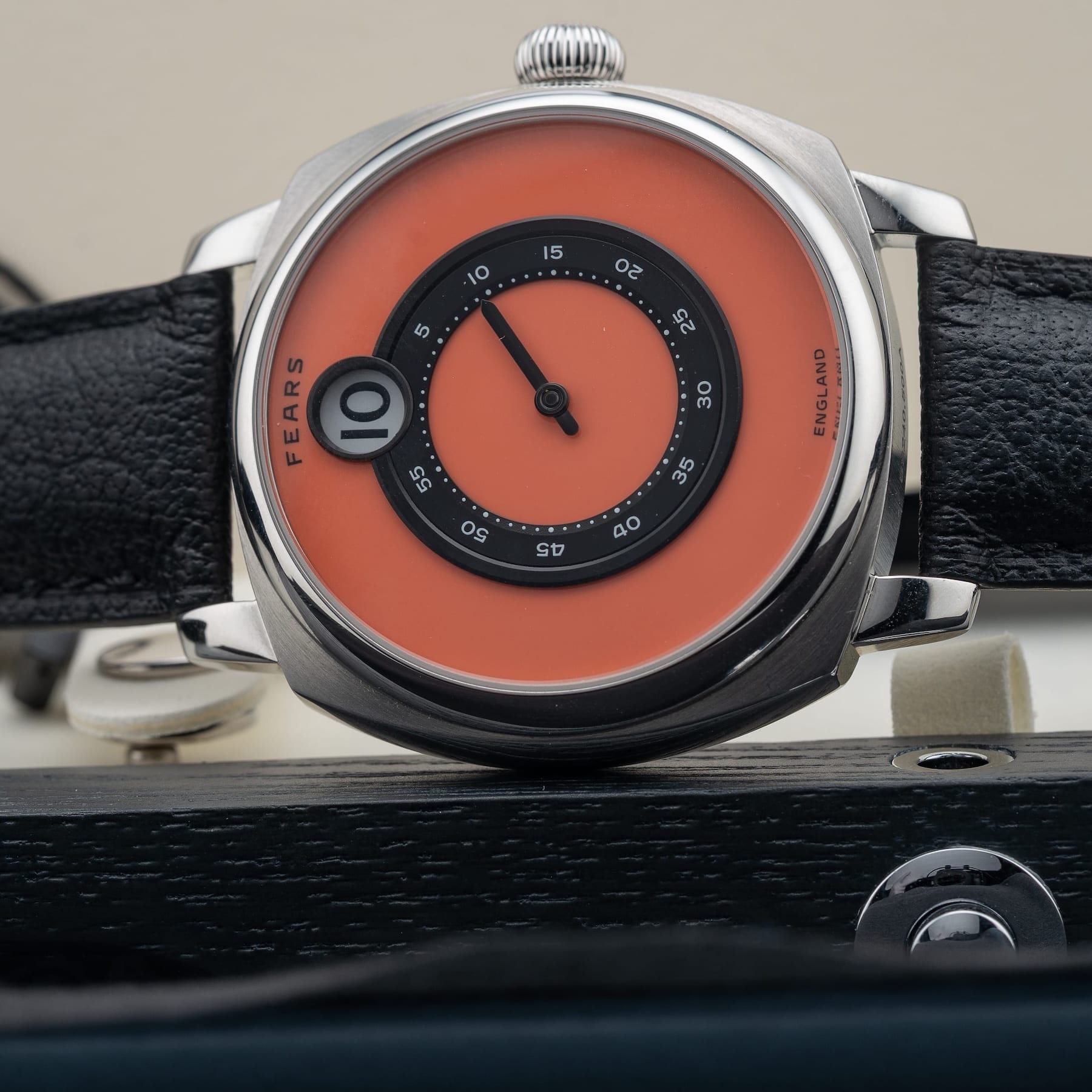Fears Brunswick 40.5 Jump Hour Coral On Buffalo Leather Strap BS240500A114047