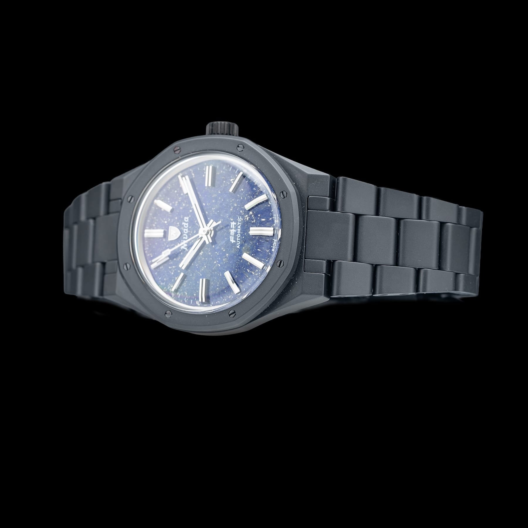 Nivada Grenchen F77 Black Ceramic Lapis Lazuli on Bracelet 68022A77