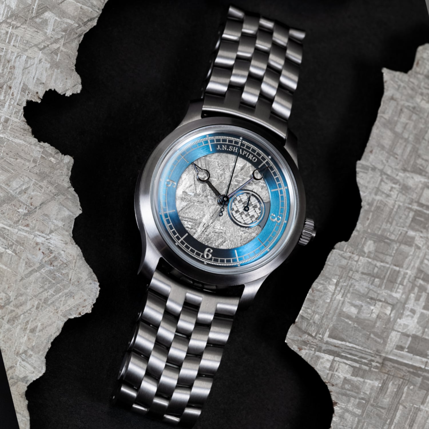J.N. Shapiro Infinity Tantalum Meteorite Dial on Bracelet