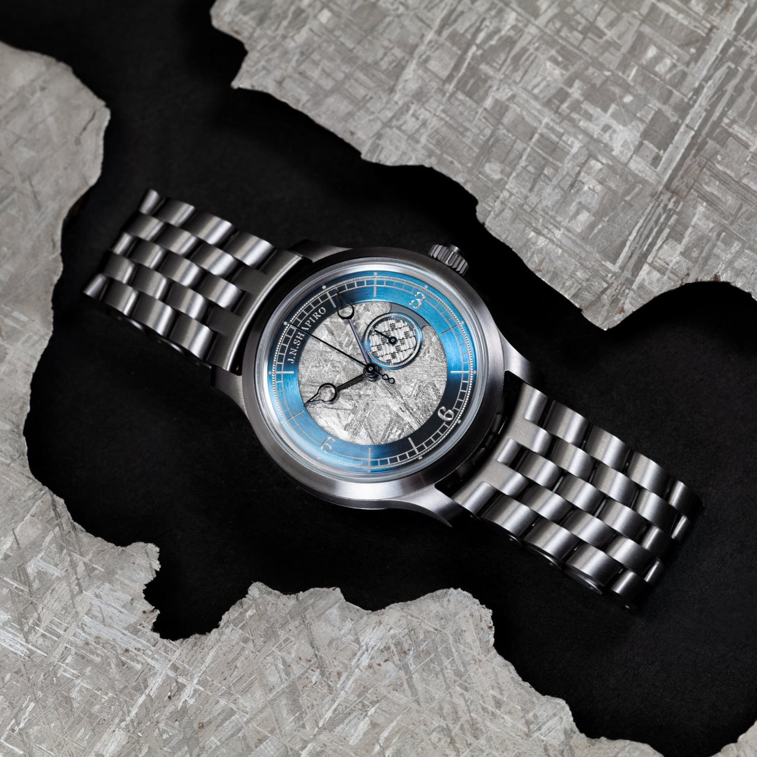 J.N. Shapiro Infinity Tantalum Meteorite Dial on Bracelet