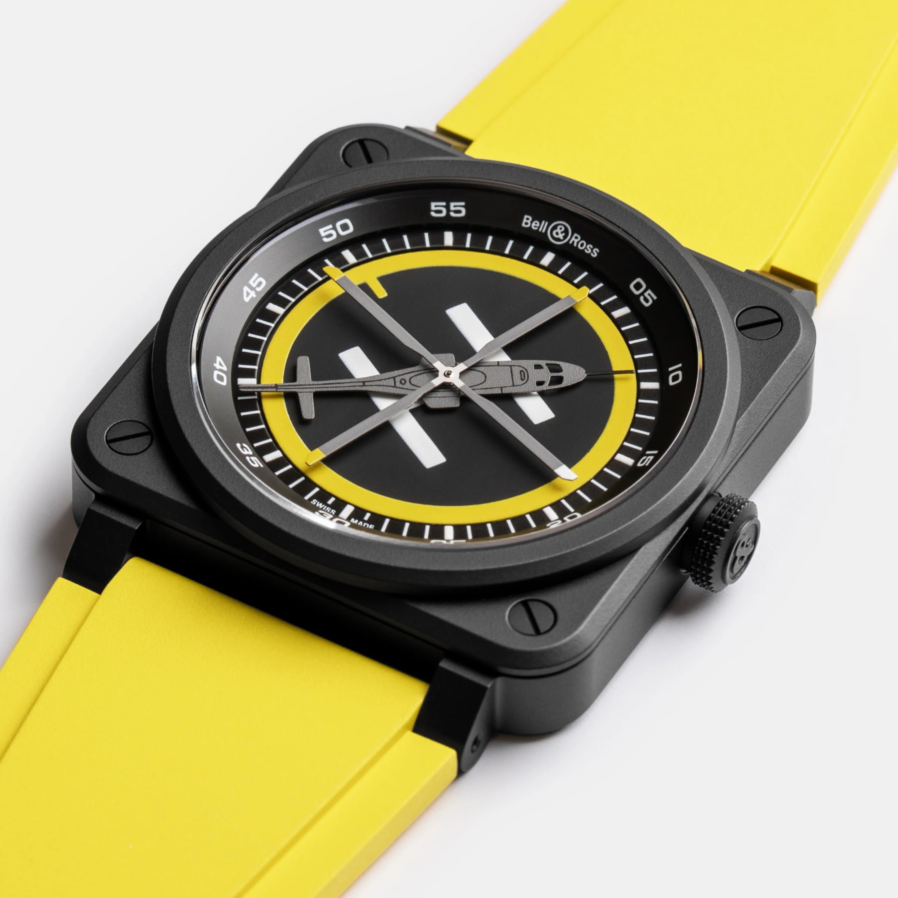 Bell & Ross BR03 Auto Helicopter on Rubber Strap BR03A-HE-CE/SRB