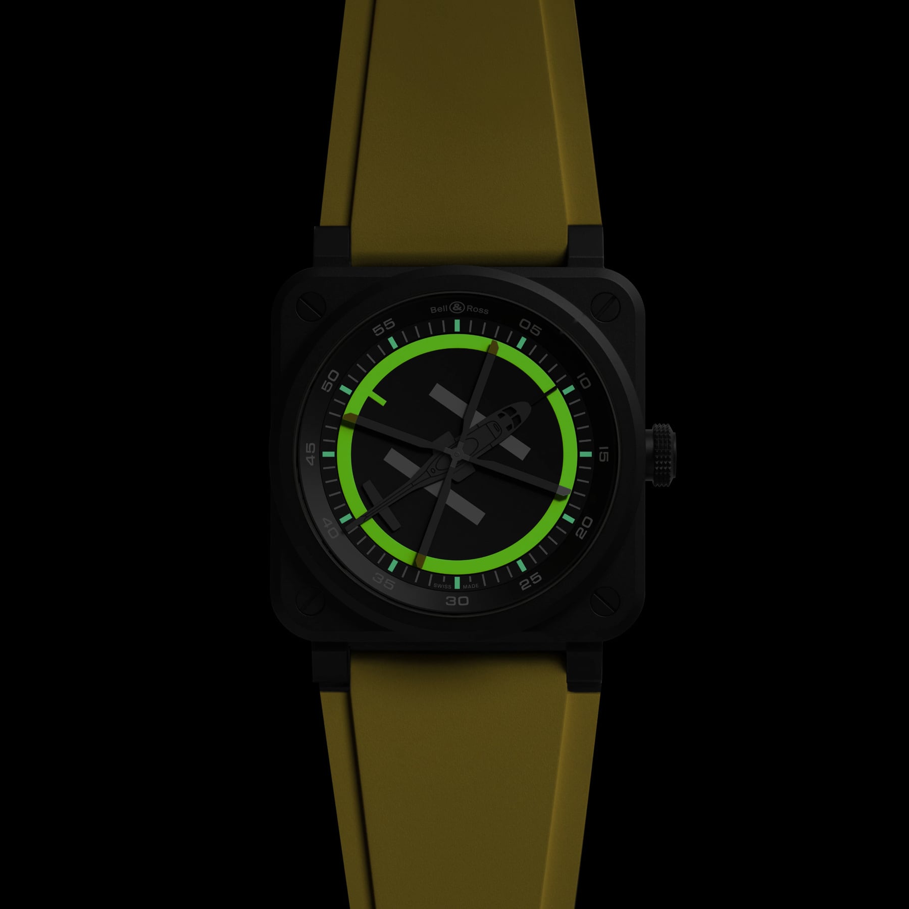 Bell & Ross BR03 Auto Helicopter on Rubber Strap BR03A-HE-CE/SRB