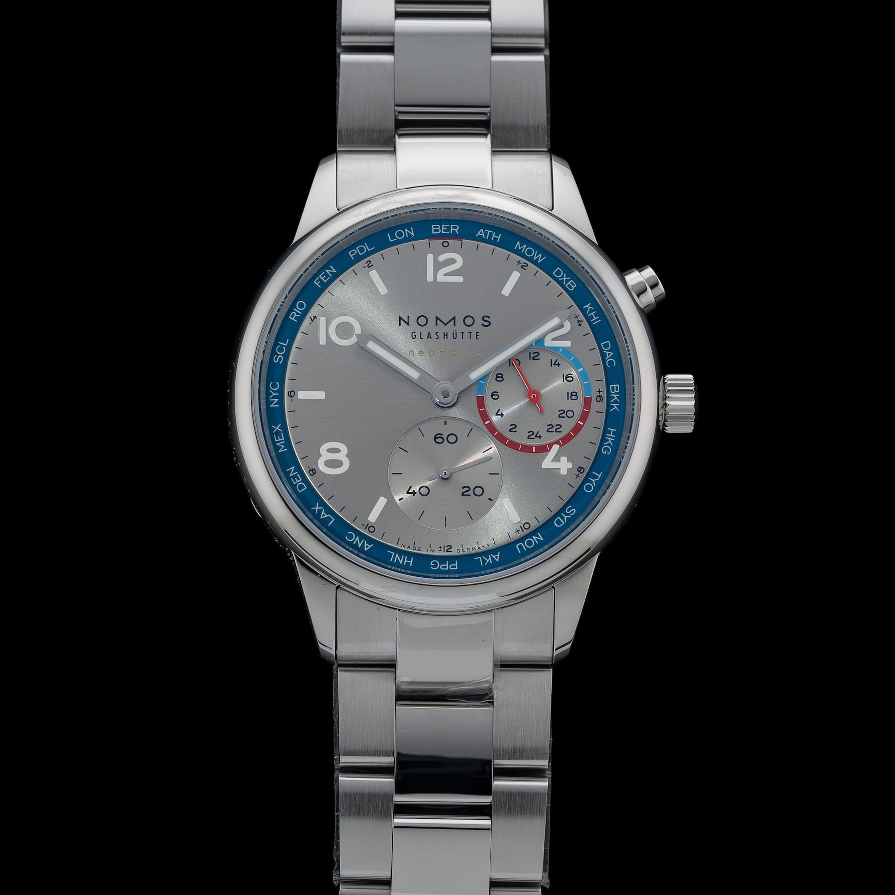 NOMOS Glashütte Club Sport Neomatik Worldtimer Silver 791