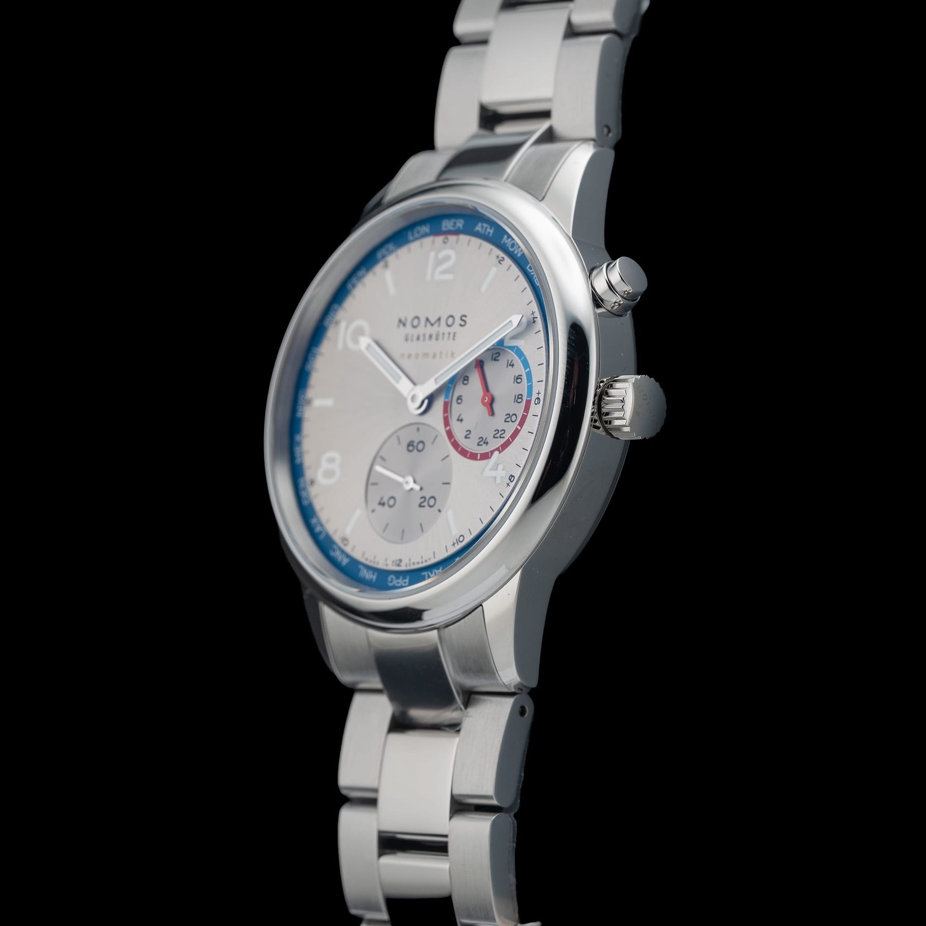NOMOS Glashütte Club Sport Neomatik Worldtimer Silver 791