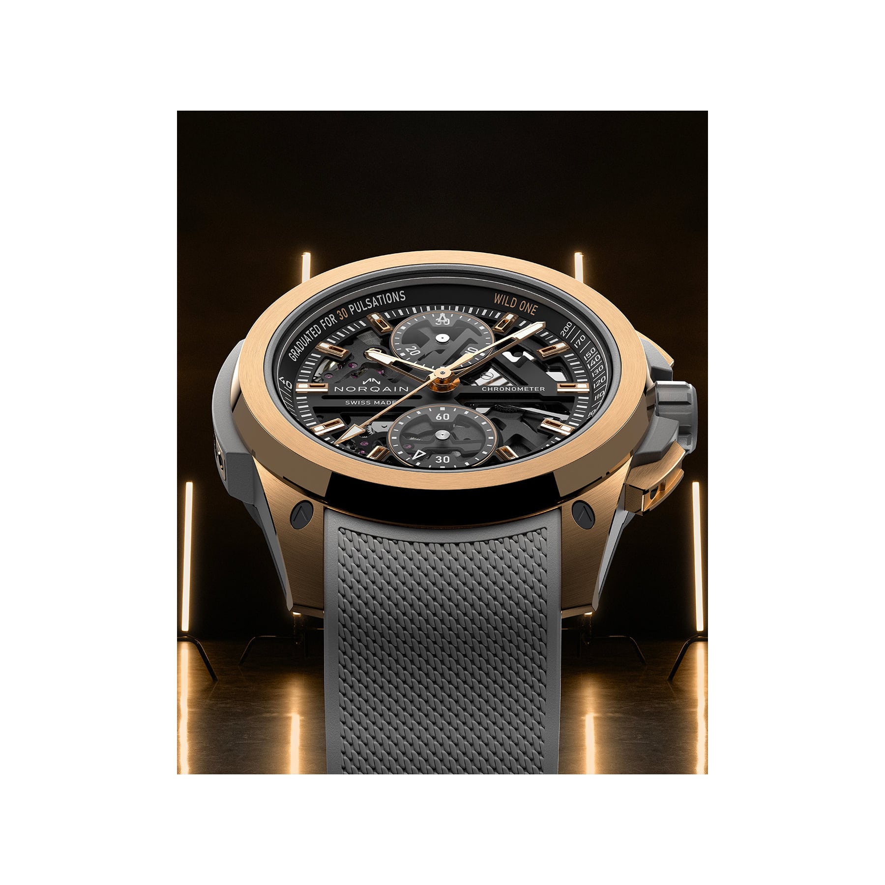 NORQAIN Wild One Skeleton Chrono Red Gold Limited Edition 42mm N3002.40G01.B01.R02