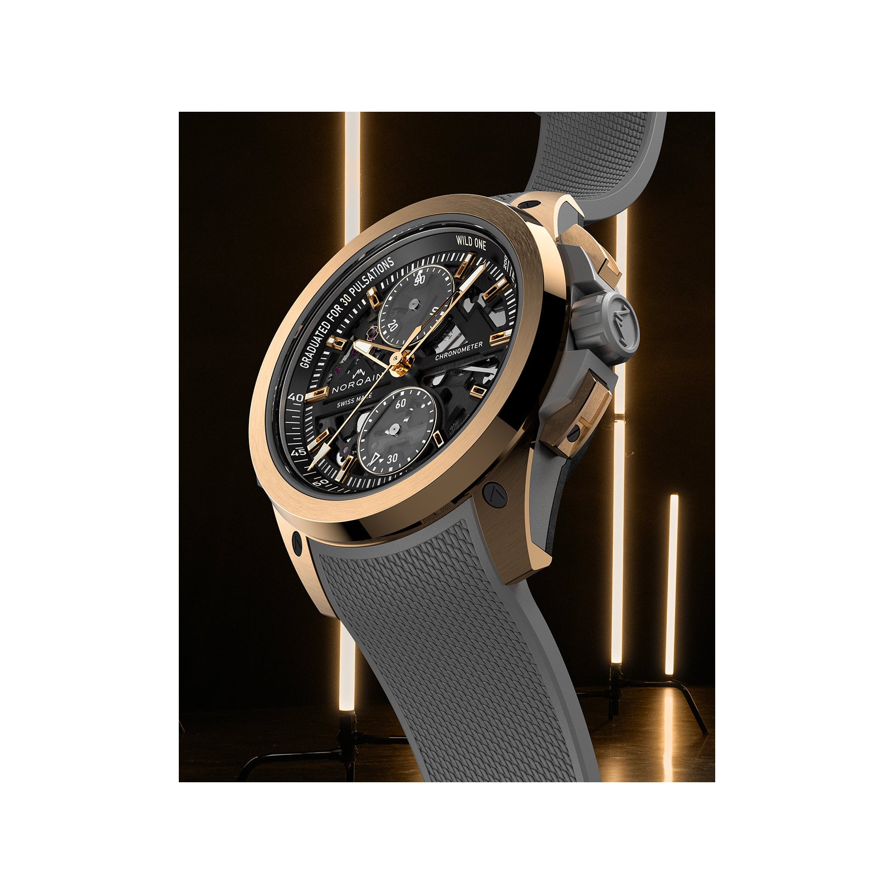 Norqain Wild One Skeleton Chrono Red Gold Limited Edition 42mm N3002.40G01.B01.R01