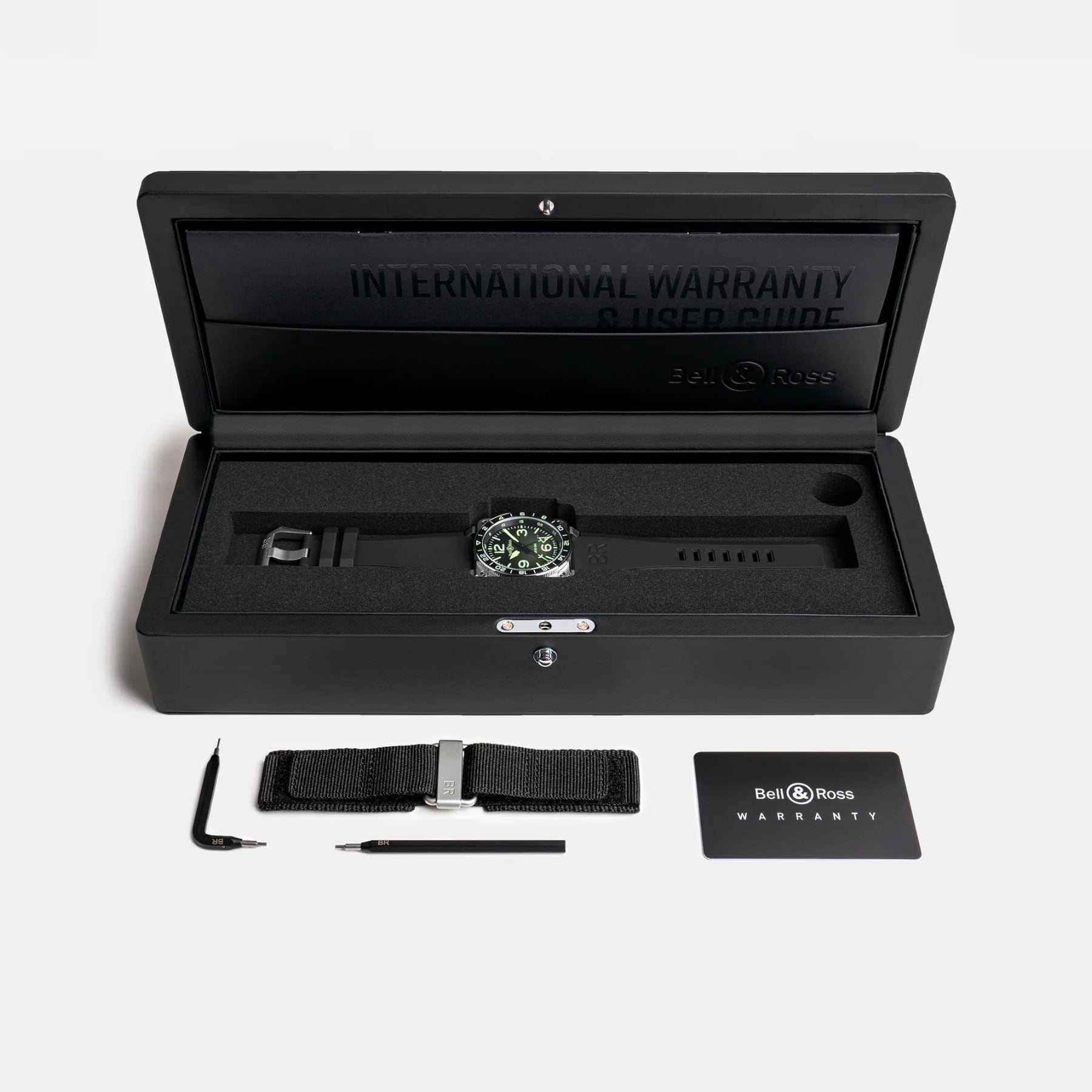 Bell & Ross BR03-93 GMT Lum Steel on Rubber Strap BR0393-GN-ST/SRB