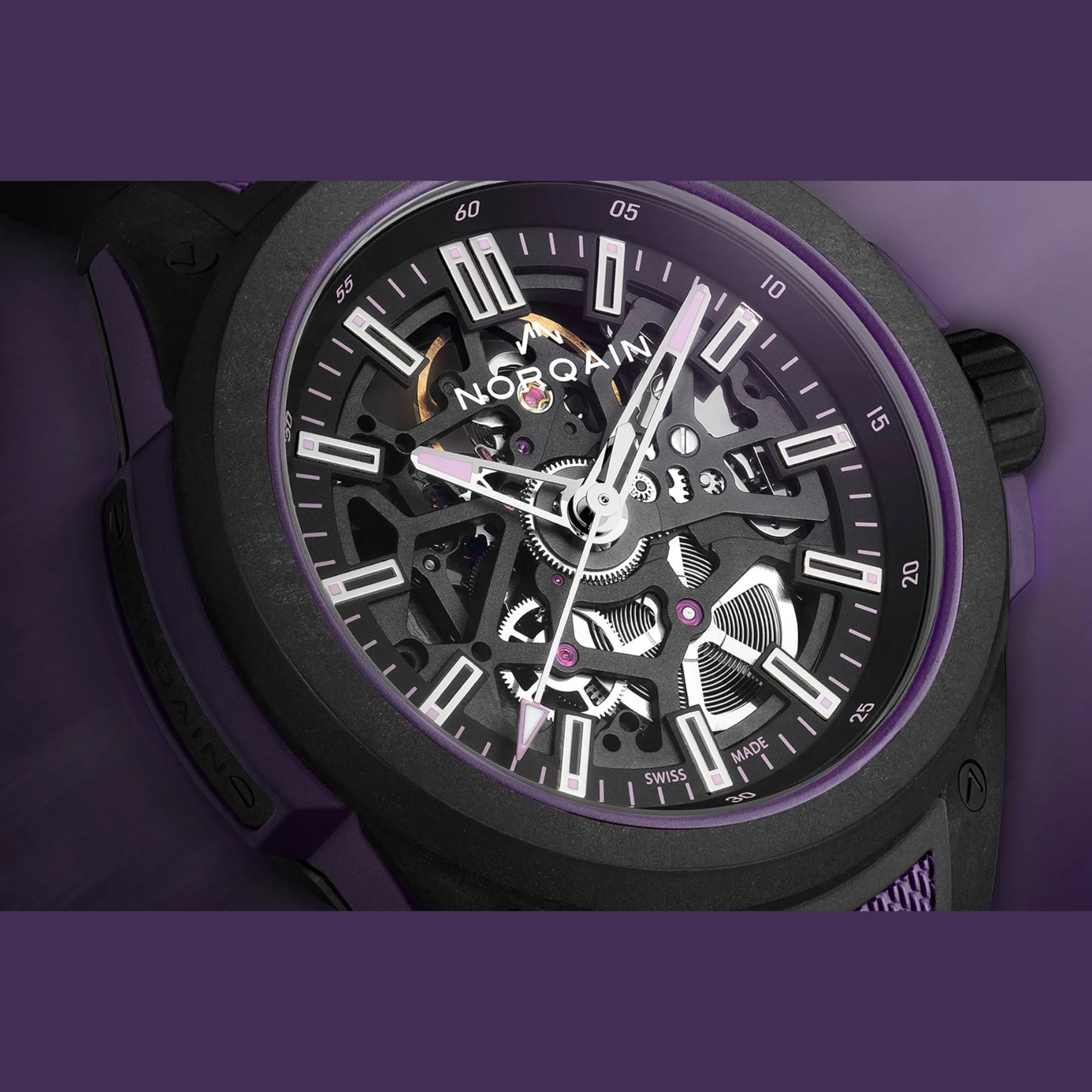 NORQAIN Wild One Skeleton 42mm Limited Edition Purple N3000.07Q26.B23.R01