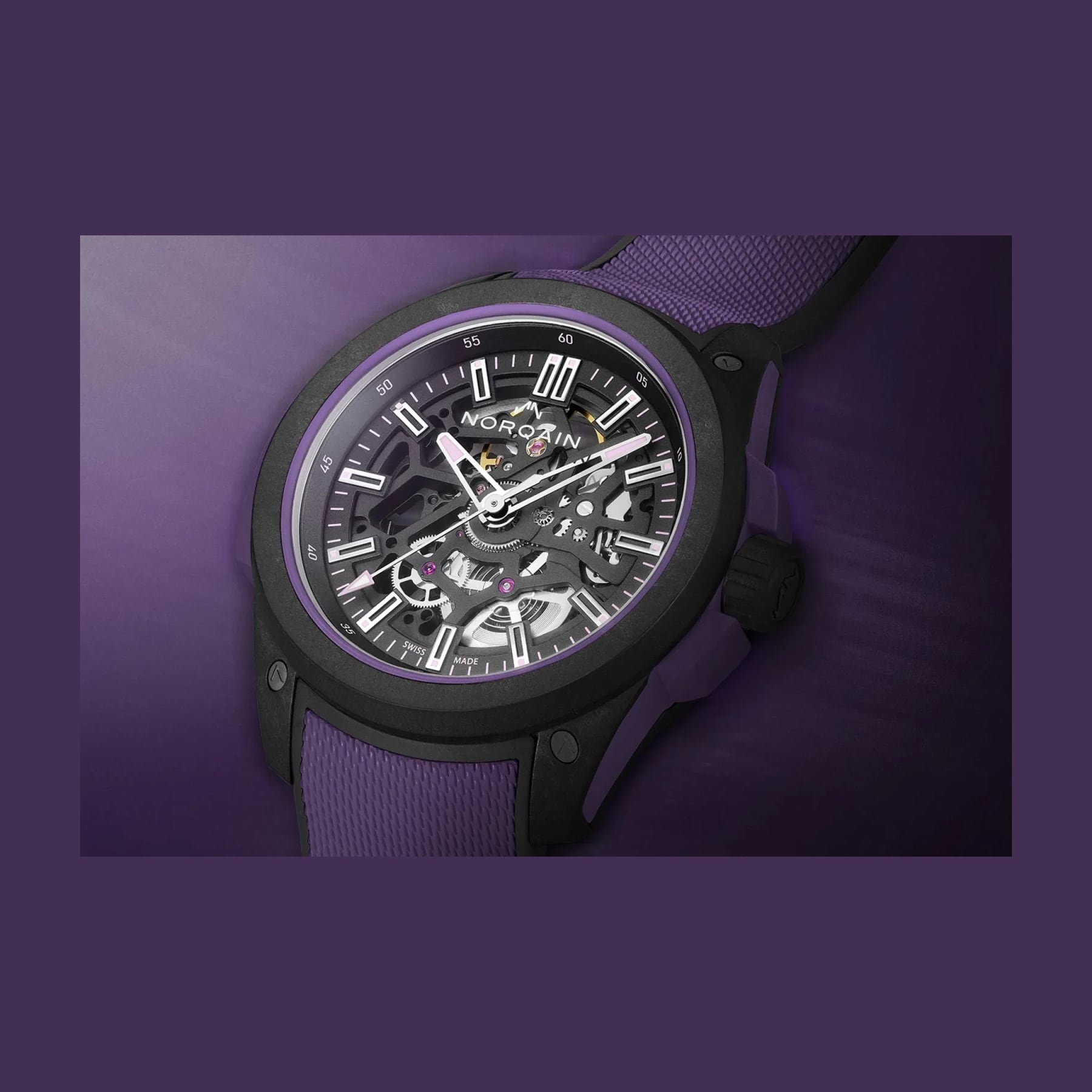 NORQAIN Wild One Skeleton 42mm Limited Edition Purple N3000.07Q26.B23.R01