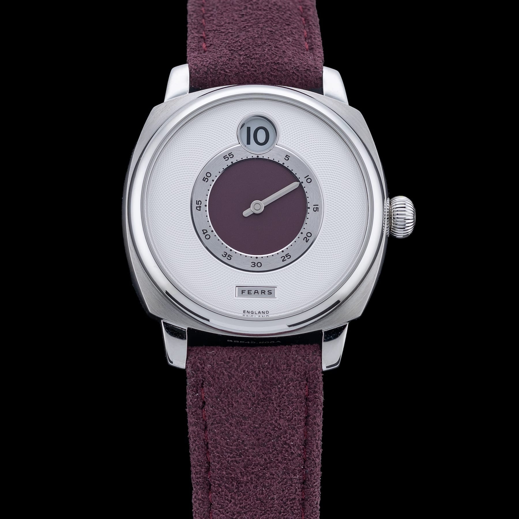 Fears Brunswick 40.5 Jump Hour 'Barleycorn Plum' on Strap BS240.500A.011.022