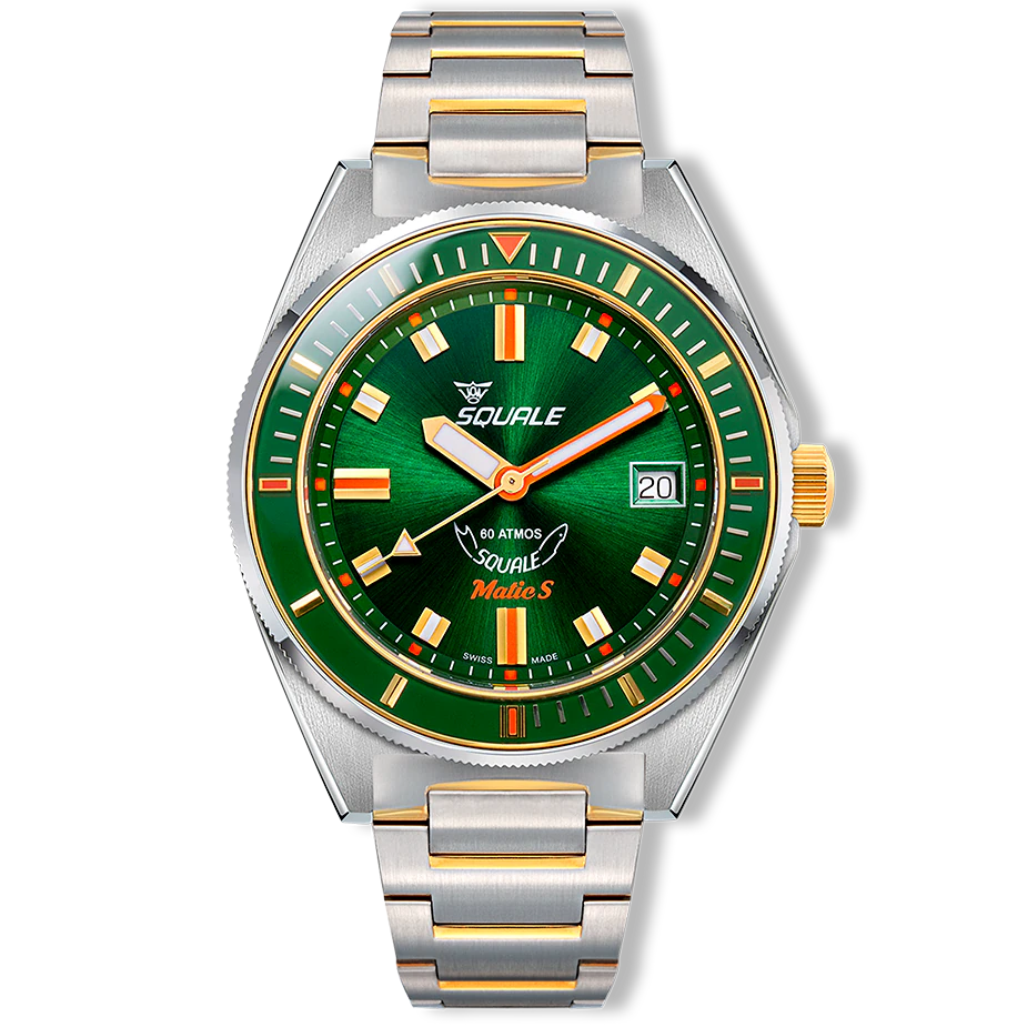 Squale Matic S Two-Tone 39.5mm Green on Bracelet