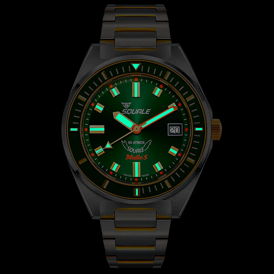 Squale Matic S Two-Tone 39.5mm Green on Bracelet