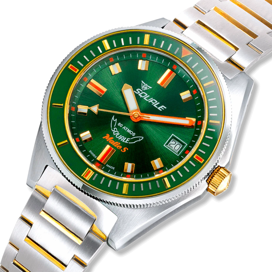 Squale Matic S Two-Tone 39.5mm Green on Bracelet