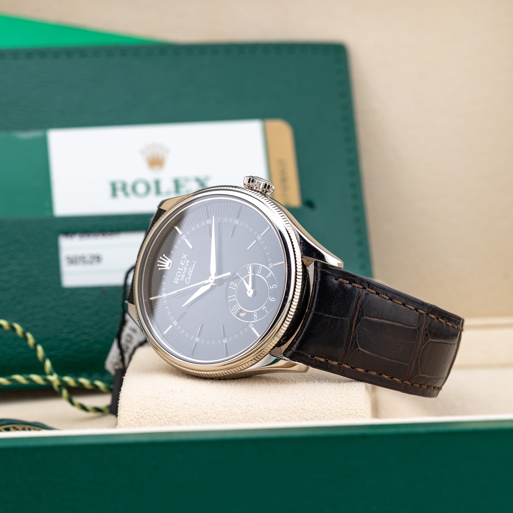 Rolex 50529 Cellini Dual Time Black Dial