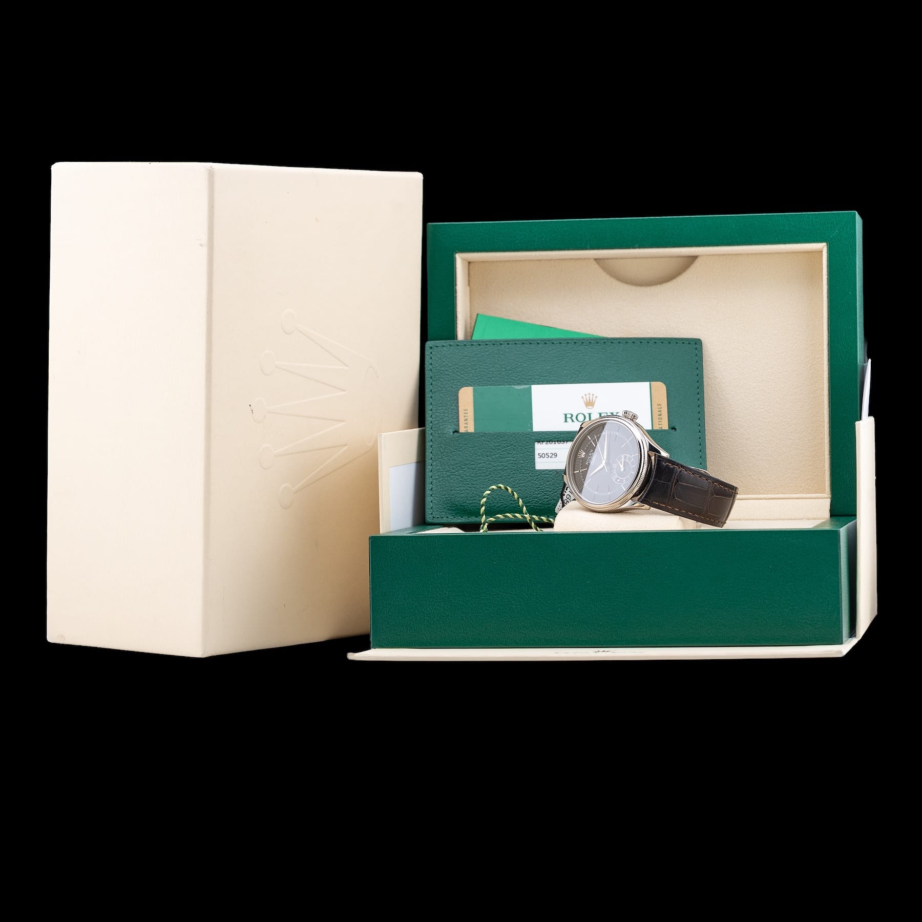 Rolex 50529 Cellini Dual Time Black Dial