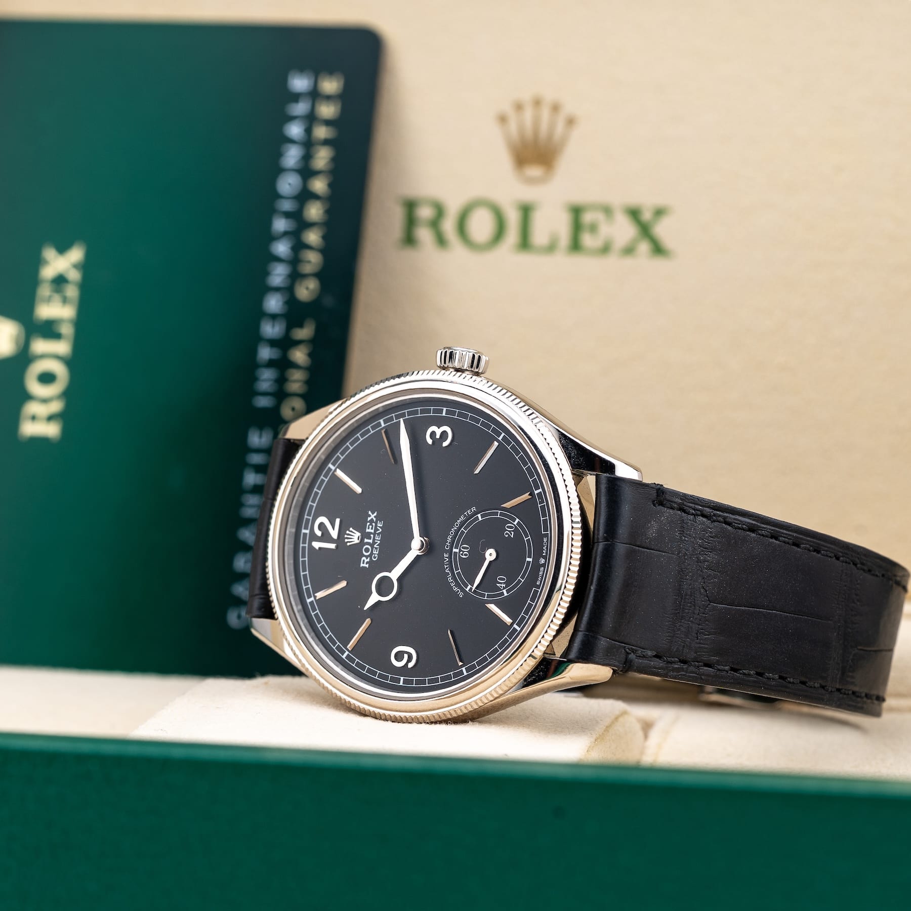Rolex M52509-0001 Pertetual 1908 18K White Gold Black Dial