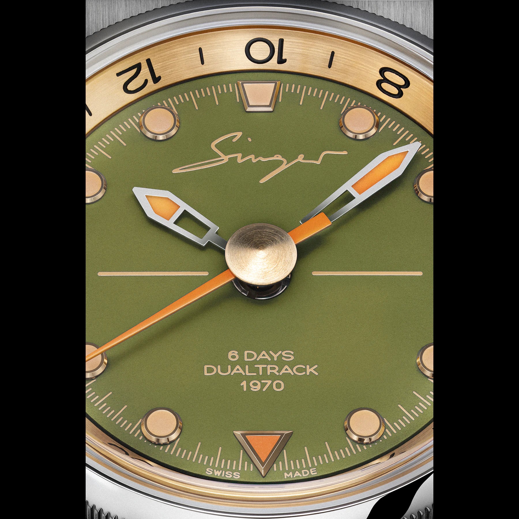 Singer Reimagined 1970 DualTrack Khaki Green Dial SR811-2