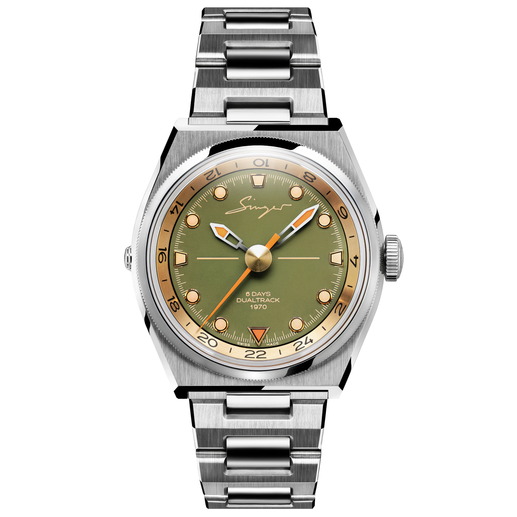 Singer Reimagined 1970 DualTrack Khaki Green Dial SR811-2