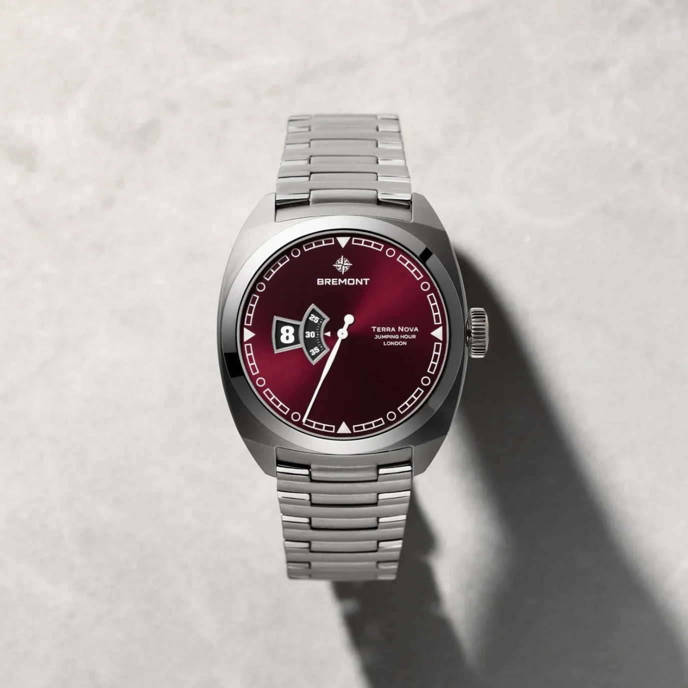 Bremont TN40-JH-SS-BG-B Terra Nova Jumping Hour Burgundy on Bracelet