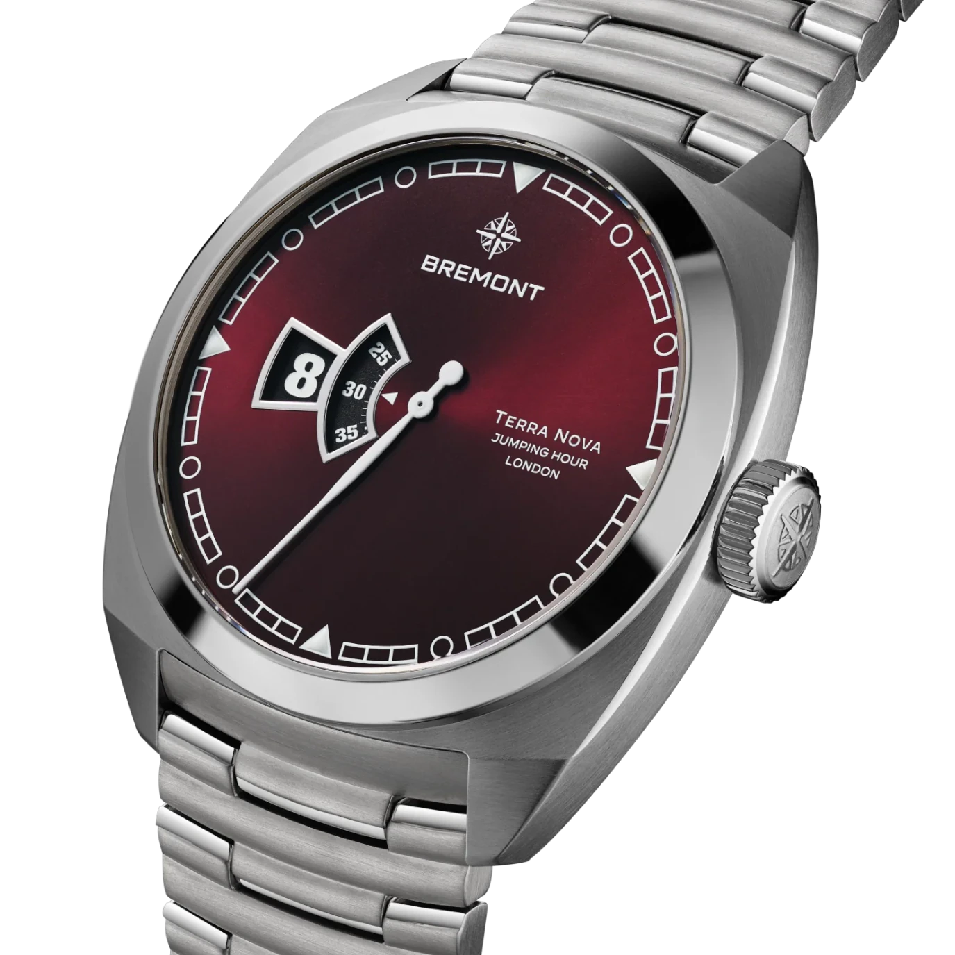 Bremont TN40-JH-SS-BG-B Terra Nova Jumping Hour Burgundy on Bracelet