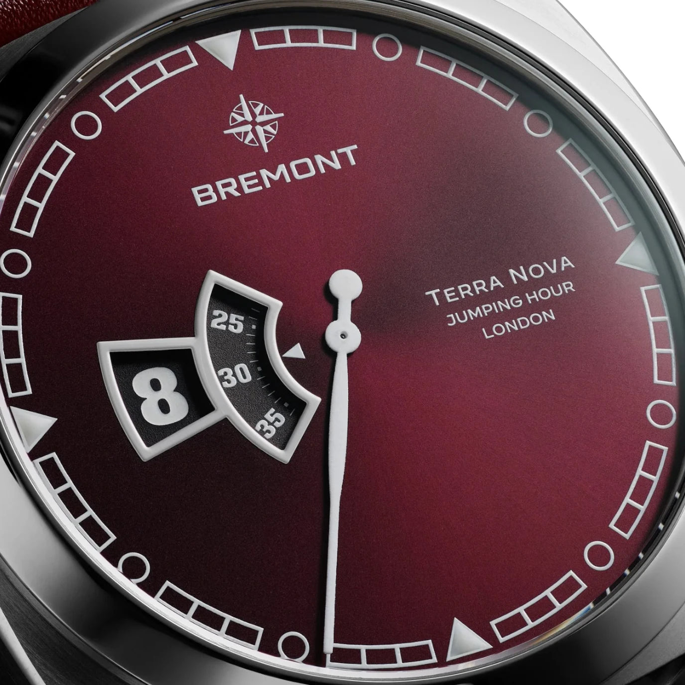 Bremont TN40-JH-SS-BG-B Terra Nova Jumping Hour Burgundy on Bracelet