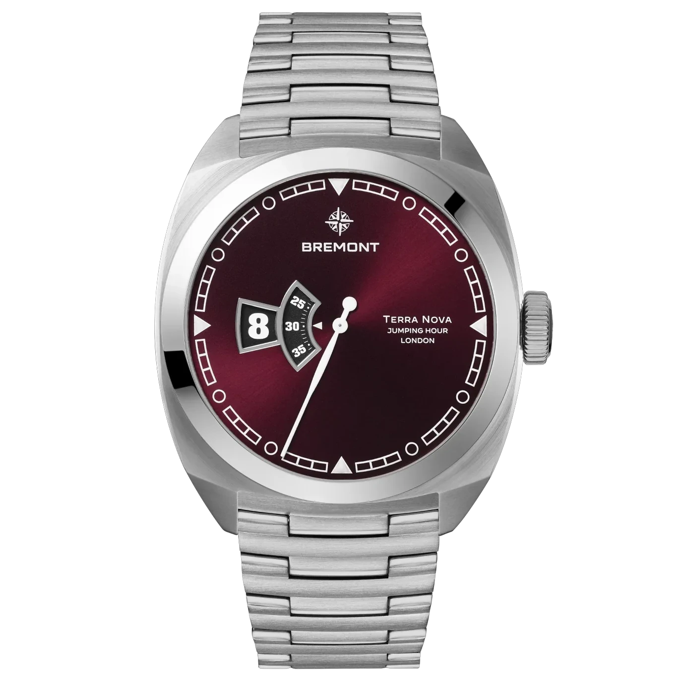 Bremont TN40-JH-SS-BG-B Terra Nova Jumping Hour Burgundy on Bracelet
