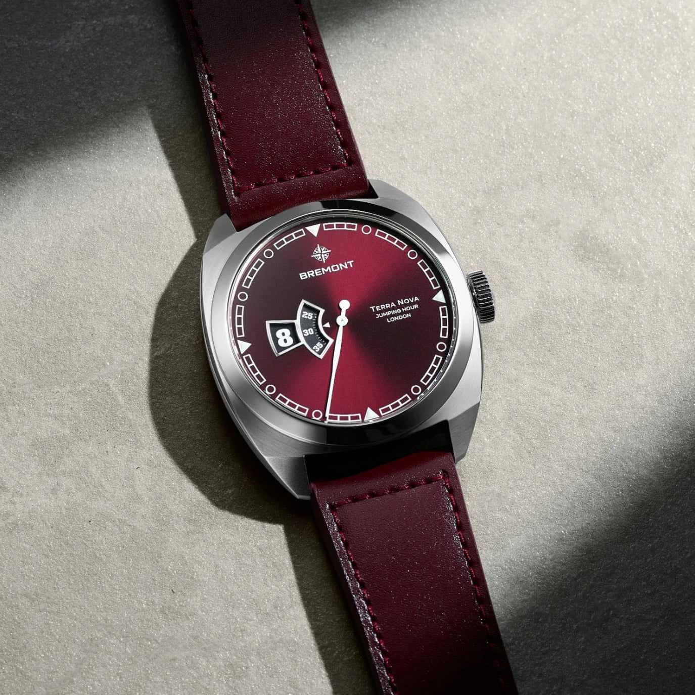 Bremont TN40-JH-SS-BG-L-S Terra Nova Jumping Hour Burgundy on Strap