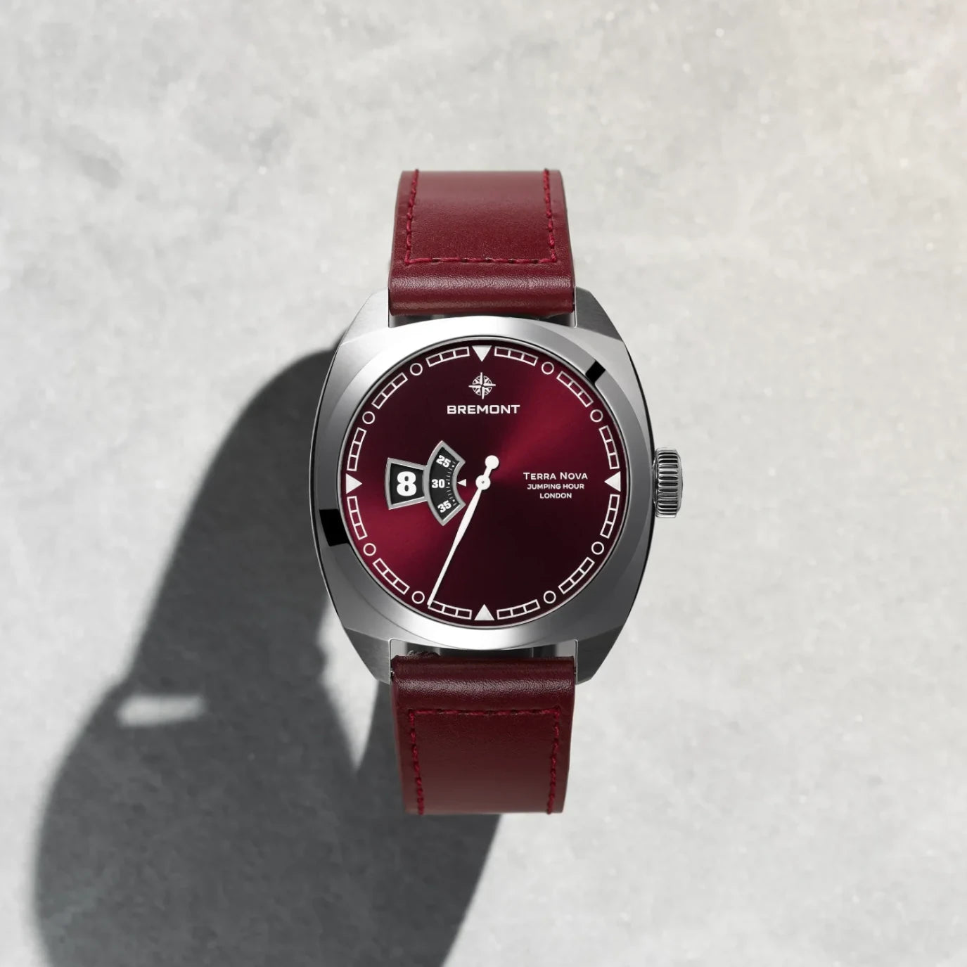 Bremont TN40-JH-SS-BG-L-S Terra Nova Jumping Hour Burgundy on Strap
