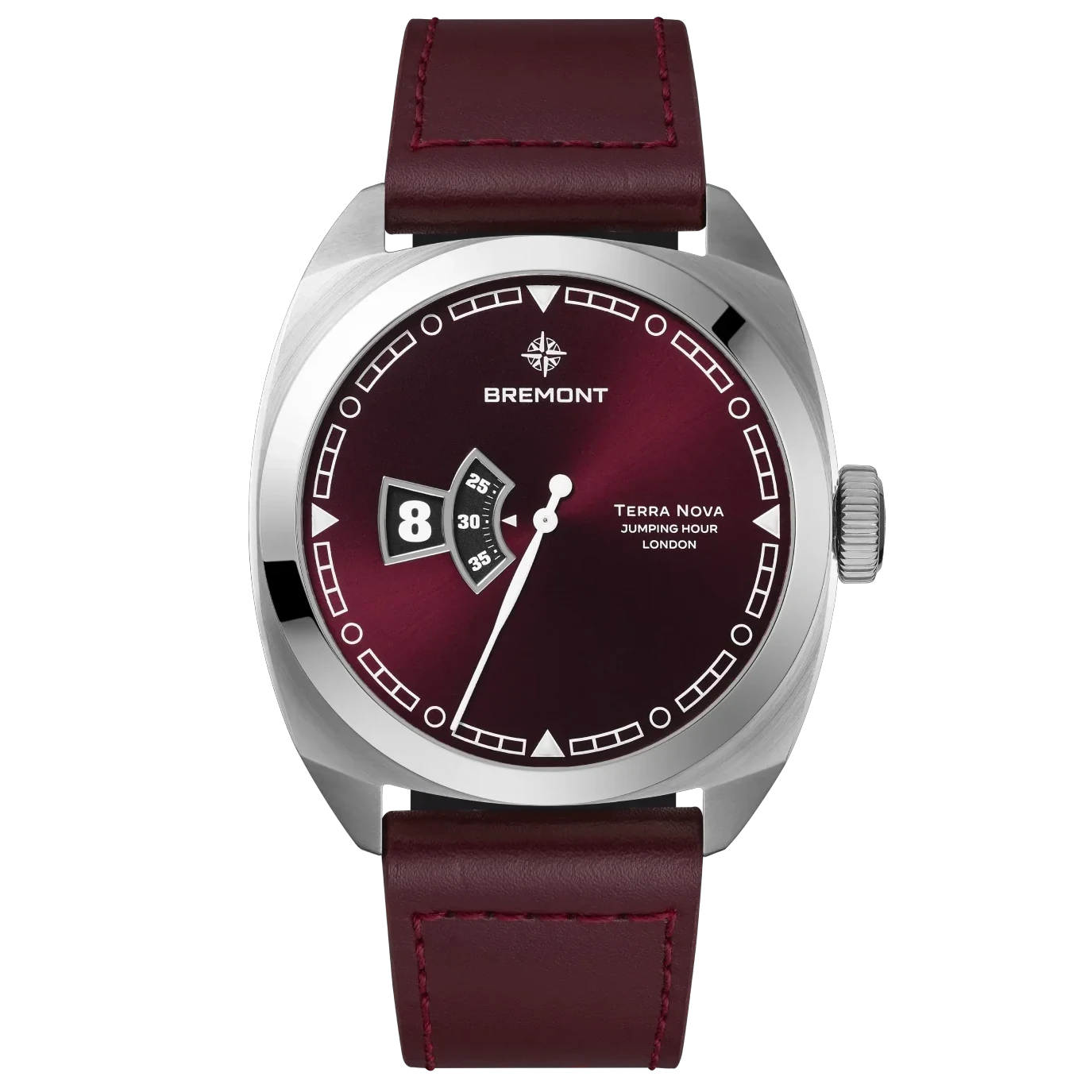 Bremont TN40-JH-SS-BG-L-S Terra Nova Jumping Hour Burgundy on Strap