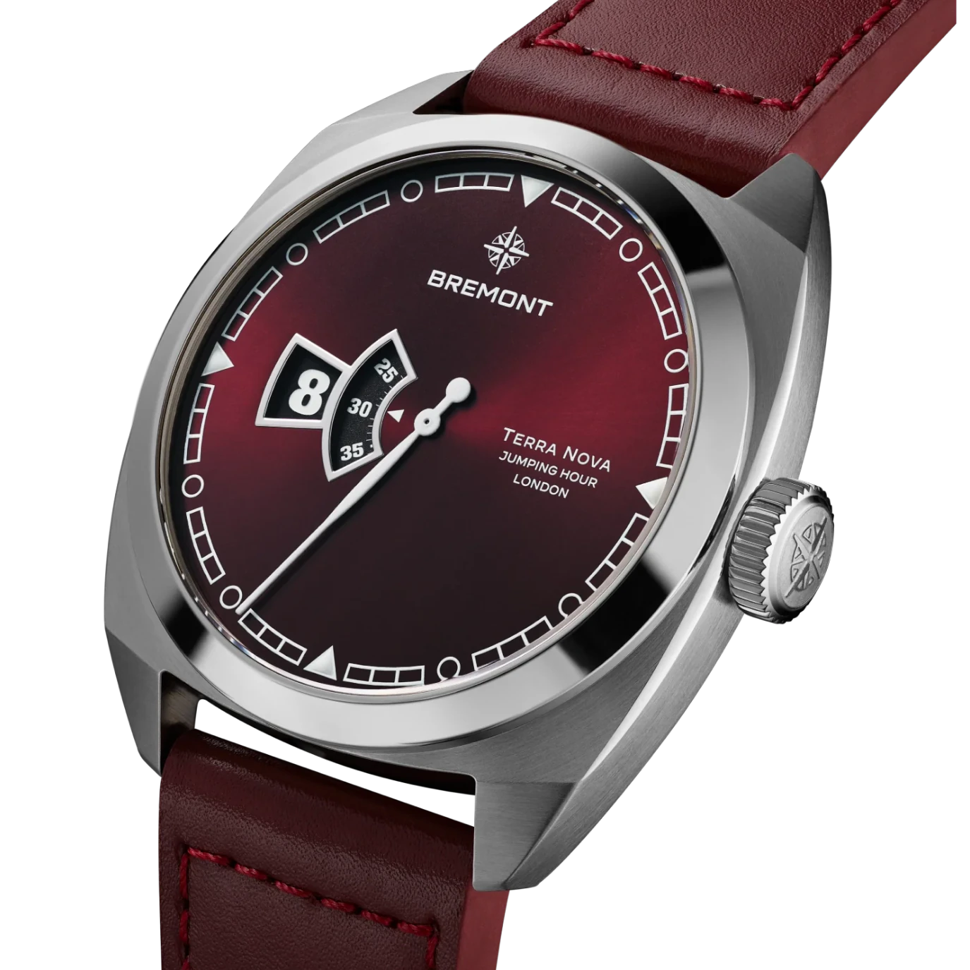 Bremont TN40-JH-SS-BG-L-S Terra Nova Jumping Hour Burgundy on Strap