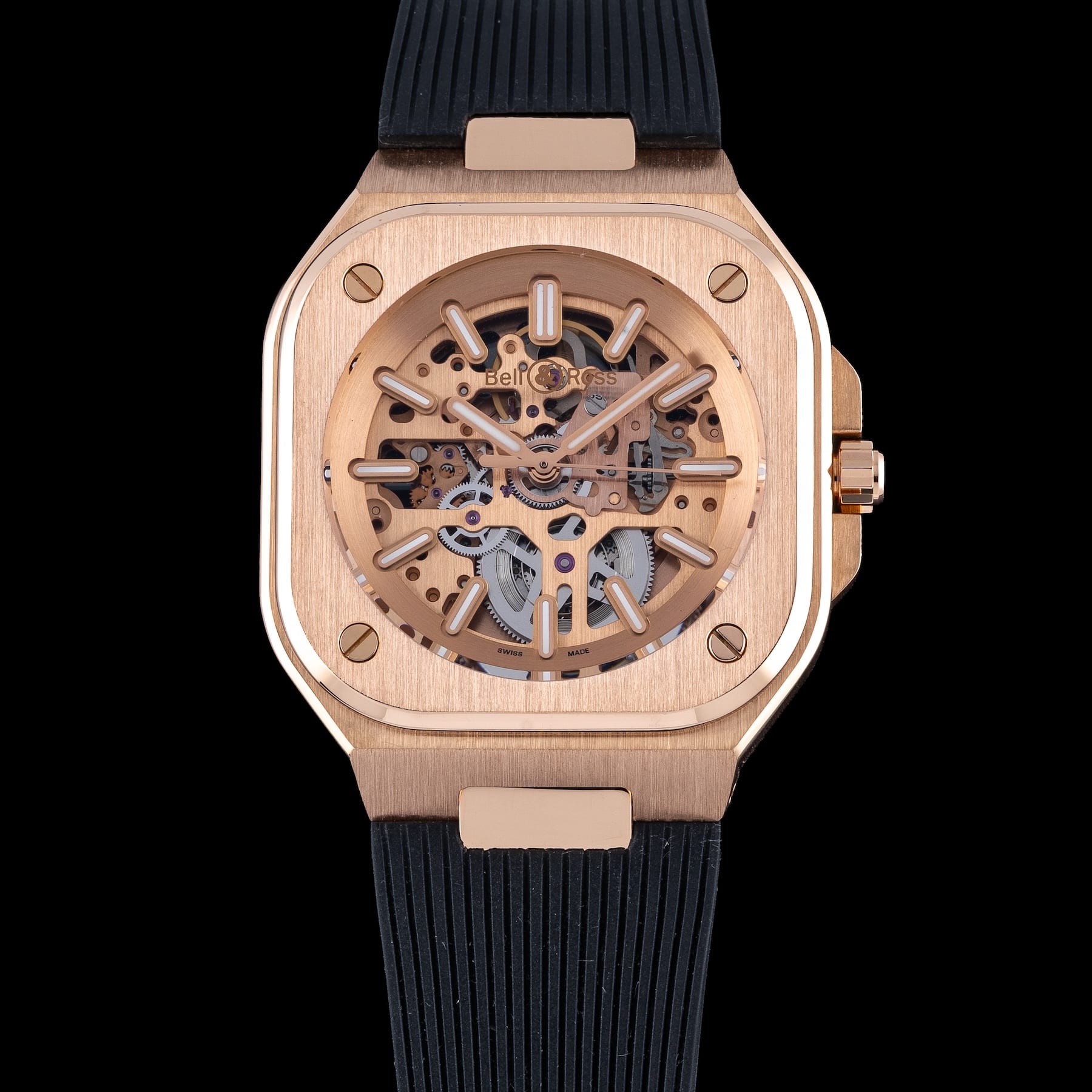 Bell & Ross BR 05 Skeleton Gold on Strap BR05A-PG-SK-PG/SRB