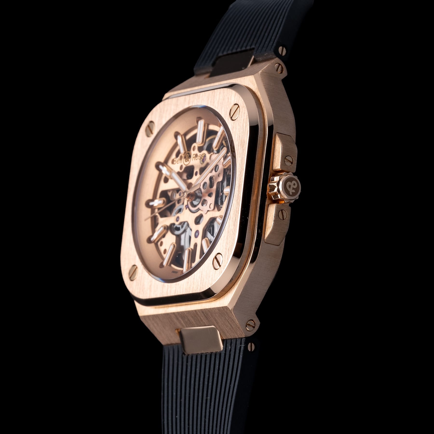Bell & Ross BR 05 Skeleton Gold on Strap BR05A-PG-SK-PG/SRB