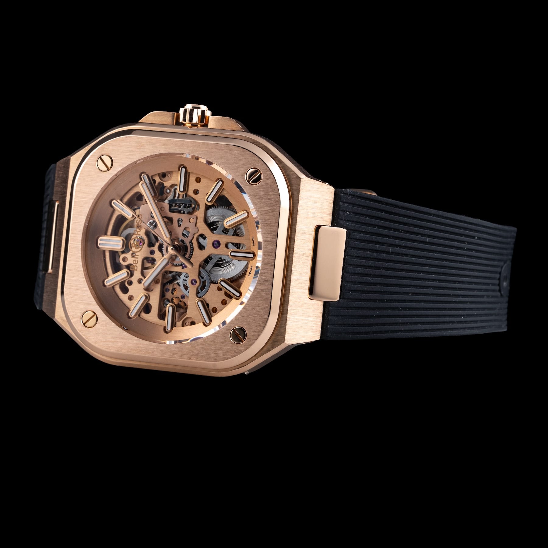 Bell & Ross BR 05 Skeleton Gold on Strap BR05A-PG-SK-PG/SRB