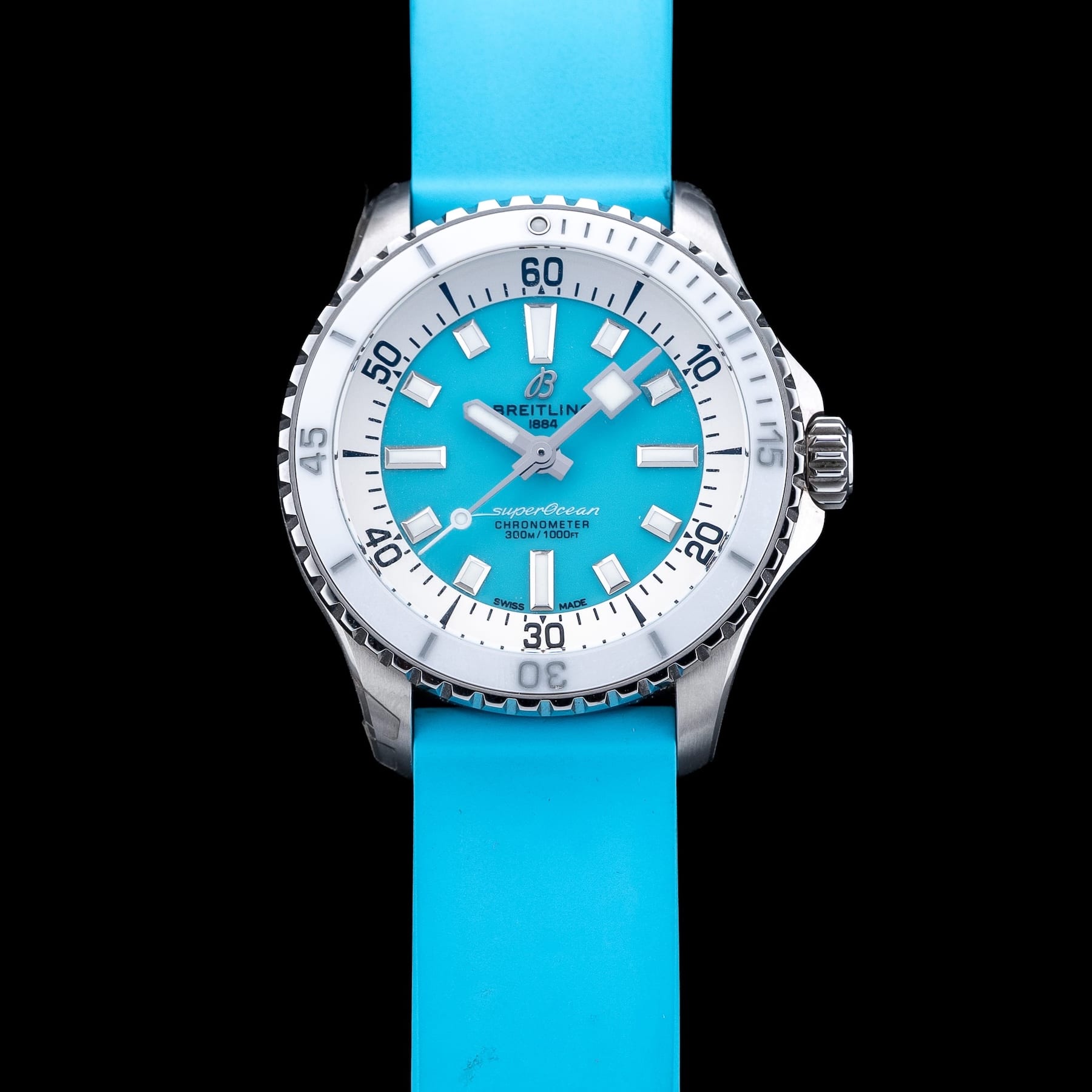 Breitling A17377211C1A1 Superocean Automatic 36 Turquoise Rubber Strap