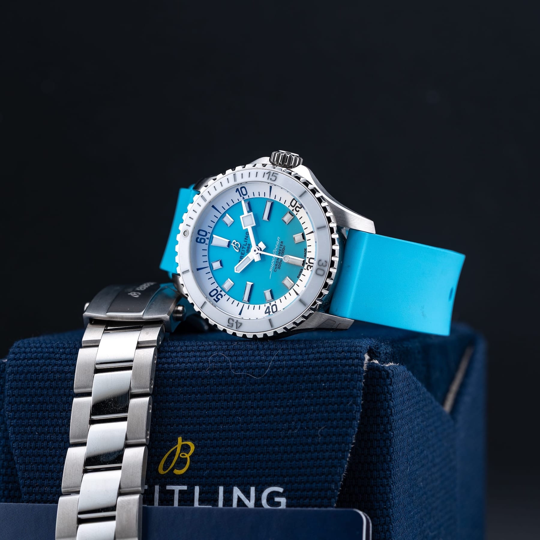 Breitling A17377211C1A1 Superocean Automatic 36 Turquoise Rubber Strap