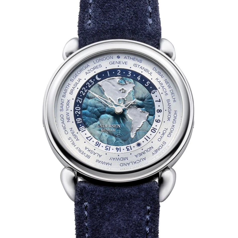 Andersen Genève Communication 45 Platinum Blue Worldtimer