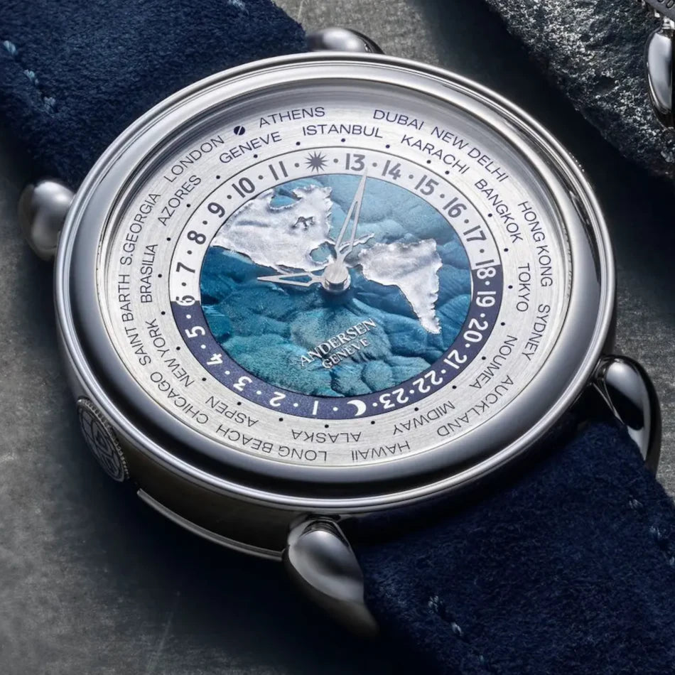 Andersen Genève Communication 45 Platinum Blue Worldtimer