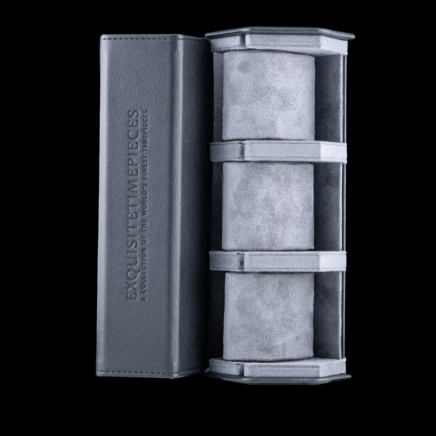 Exquisite Timepieces 3-Watch Travel Case – Black/Grey