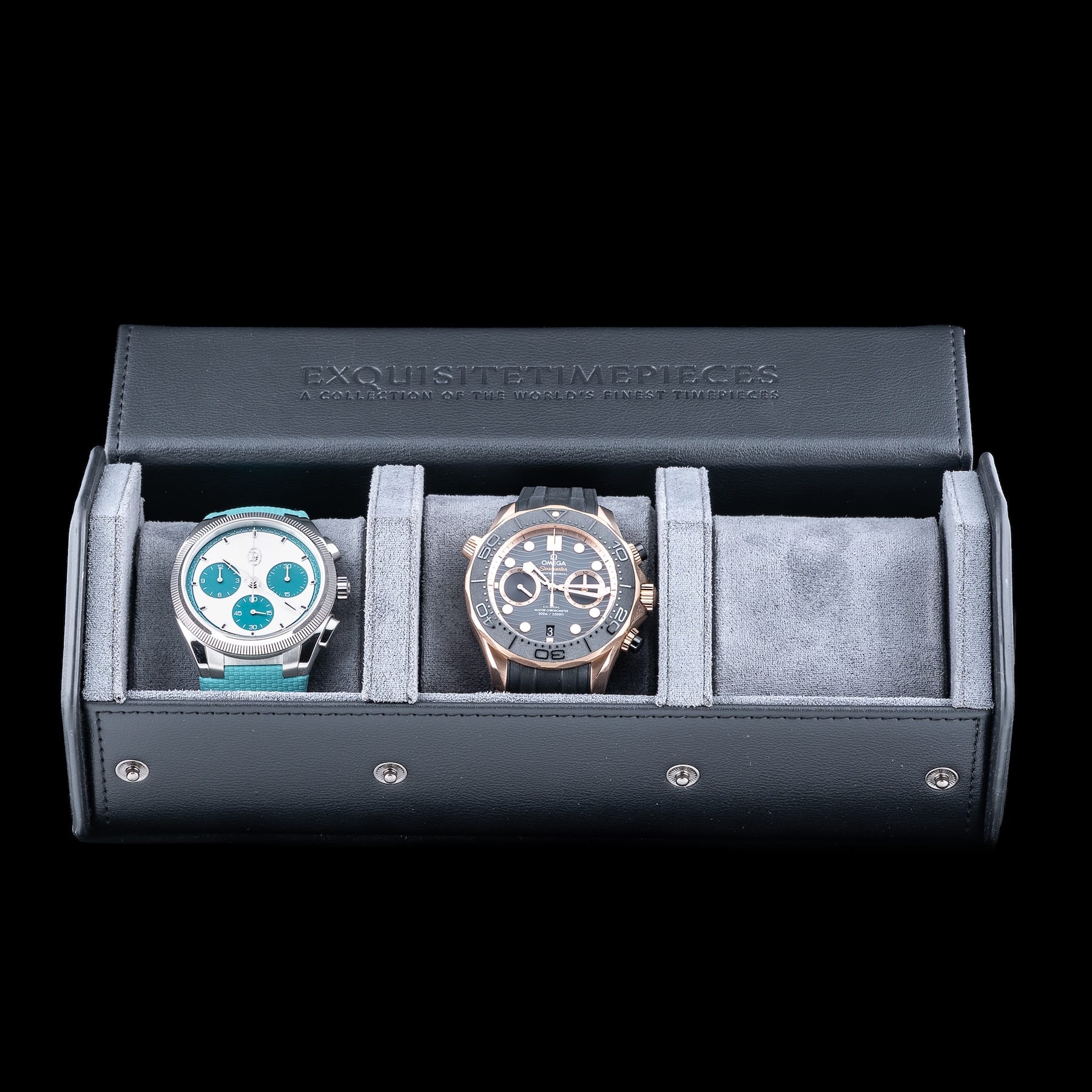 Exquisite Timepieces 3-Watch Travel Case – Black/Grey