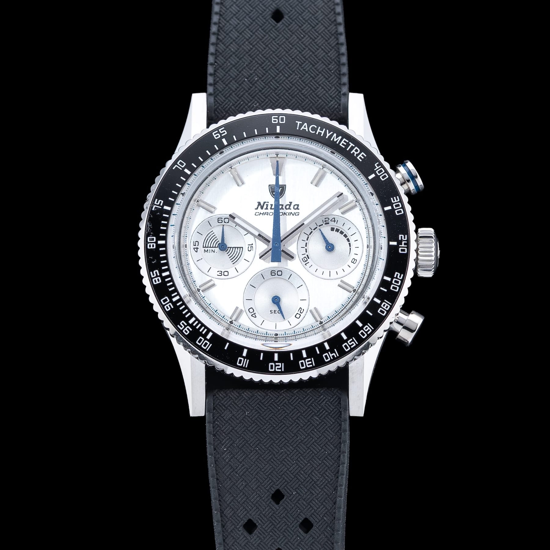 Nivada Grenchen 87046Q01 Chronoking Mecaquartz Racing Grey on Rubber Tropic Strap
